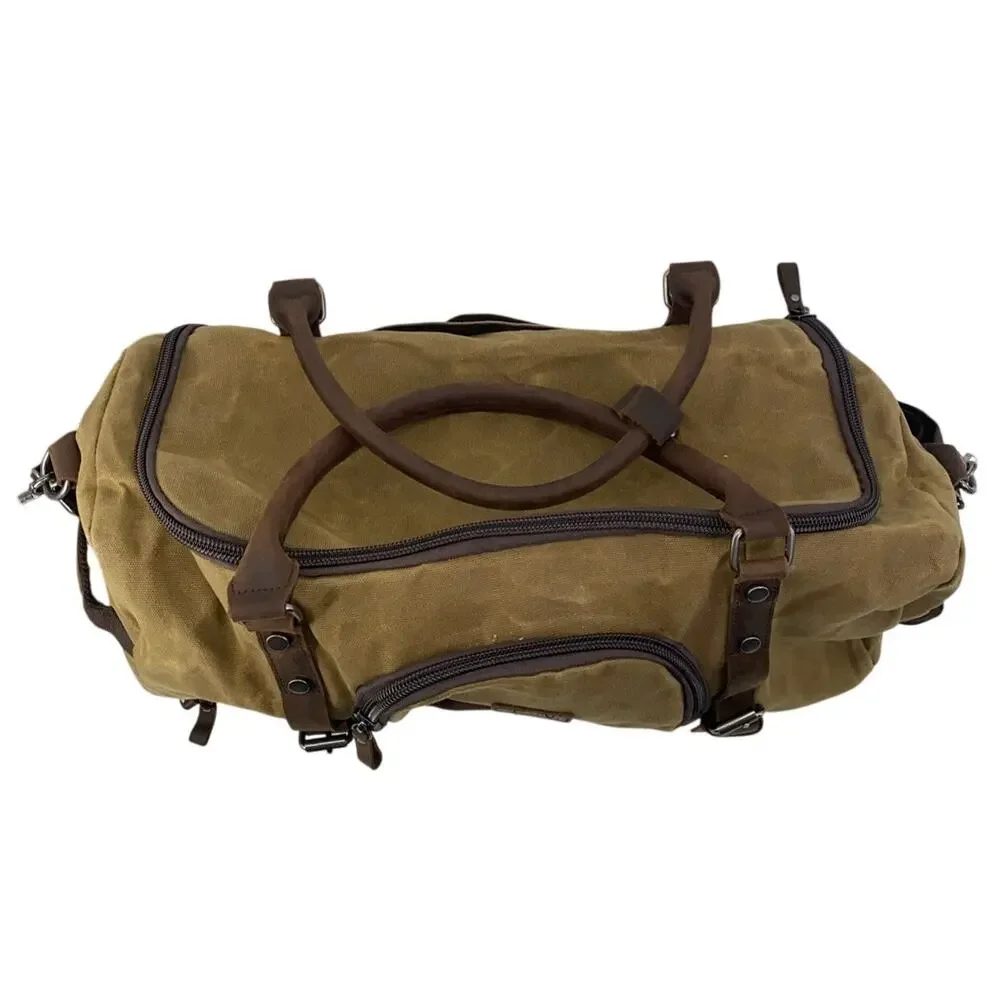 Nerlion Weekender Overnight Bag Canvas & Leather Duffel Bag